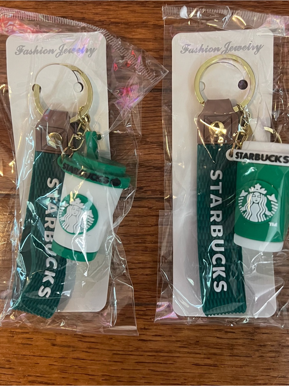 Starbucks Green & White Coffee Cup Keychain with Branded Strap